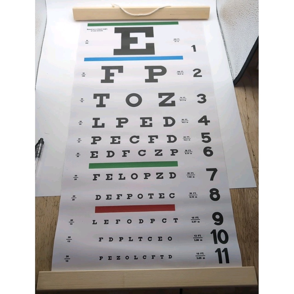 Eye Charts for Eye Exams 20 Feet Snellen Eye Chart with Wooden Frame Chart Only‎